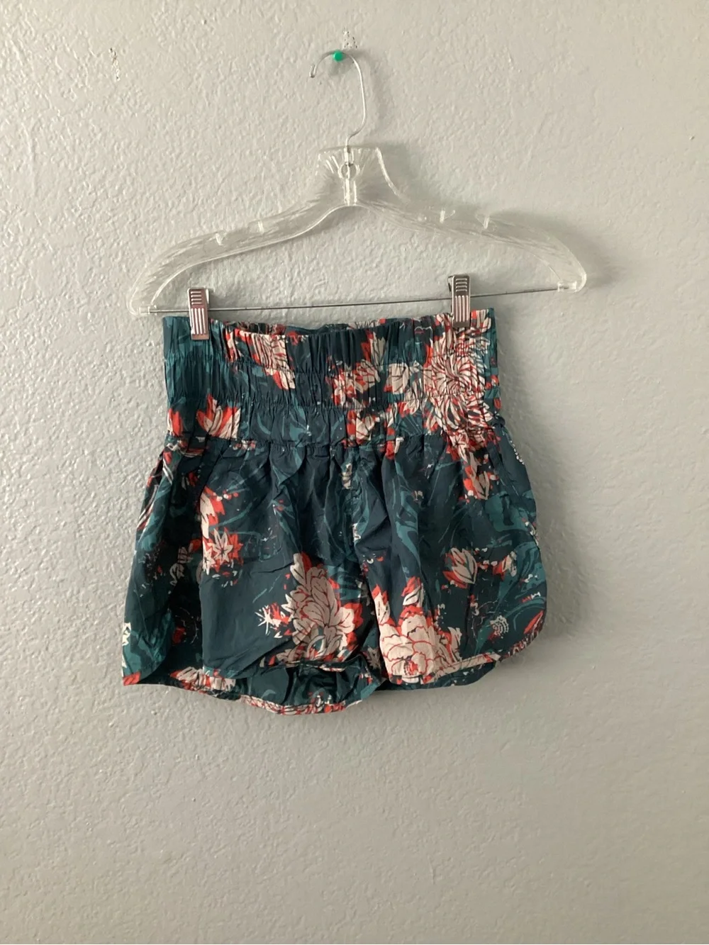 Free People Movement The Way Home Shorts High-Waist Teal Floral Women’s Shorts